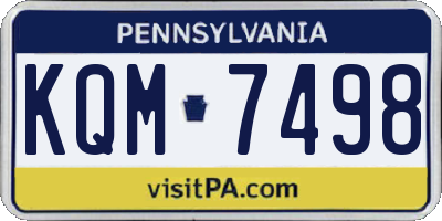PA license plate KQM7498