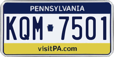 PA license plate KQM7501