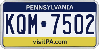 PA license plate KQM7502