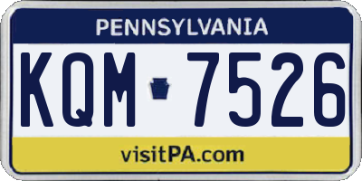PA license plate KQM7526