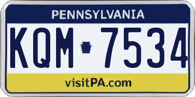 PA license plate KQM7534