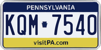 PA license plate KQM7540