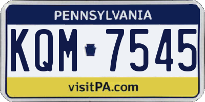 PA license plate KQM7545