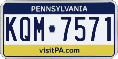 PA license plate KQM7571