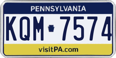 PA license plate KQM7574