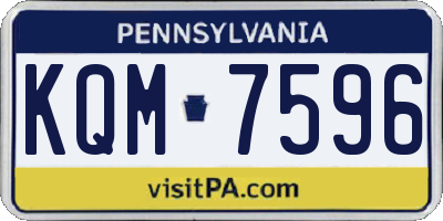 PA license plate KQM7596