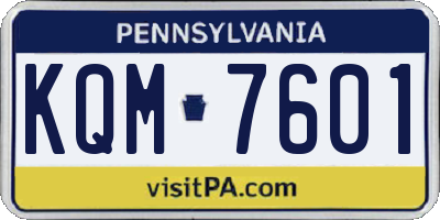 PA license plate KQM7601