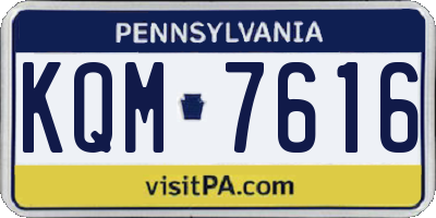 PA license plate KQM7616