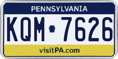 PA license plate KQM7626