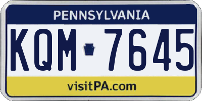 PA license plate KQM7645