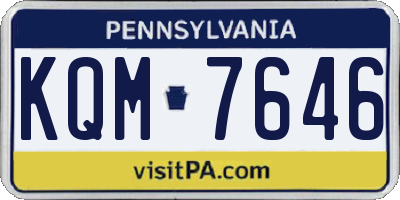 PA license plate KQM7646