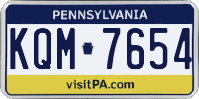 PA license plate KQM7654