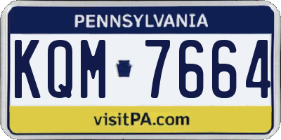 PA license plate KQM7664