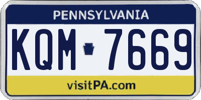 PA license plate KQM7669