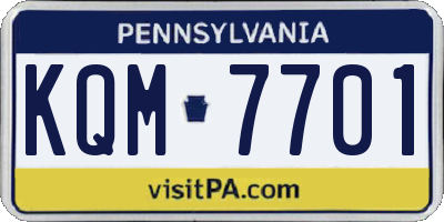 PA license plate KQM7701