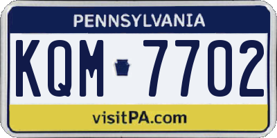 PA license plate KQM7702