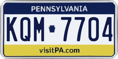 PA license plate KQM7704