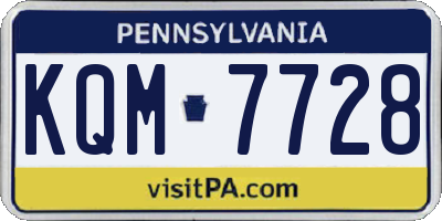PA license plate KQM7728