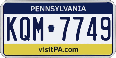 PA license plate KQM7749