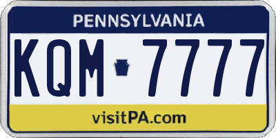 PA license plate KQM7777