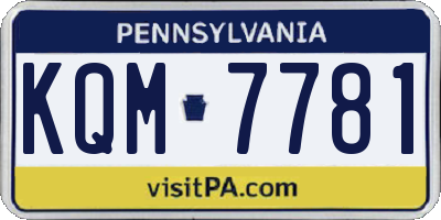 PA license plate KQM7781