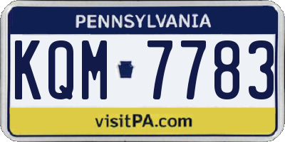 PA license plate KQM7783