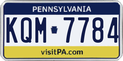 PA license plate KQM7784