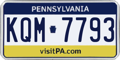 PA license plate KQM7793