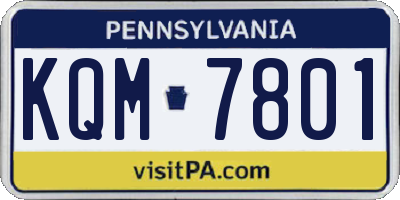 PA license plate KQM7801