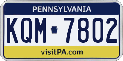 PA license plate KQM7802