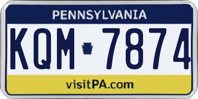 PA license plate KQM7874