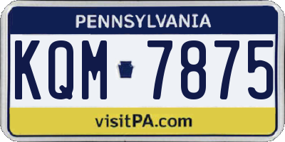 PA license plate KQM7875