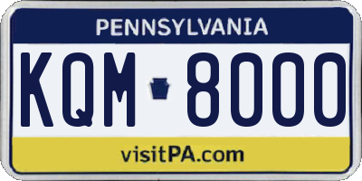 PA license plate KQM8000