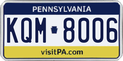 PA license plate KQM8006