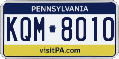 PA license plate KQM8010