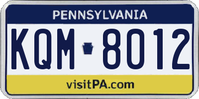 PA license plate KQM8012