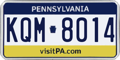 PA license plate KQM8014