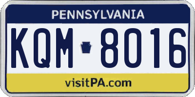 PA license plate KQM8016