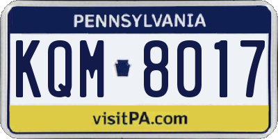 PA license plate KQM8017