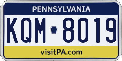 PA license plate KQM8019