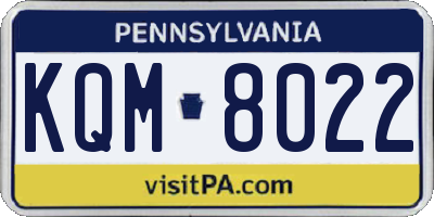 PA license plate KQM8022