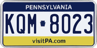 PA license plate KQM8023