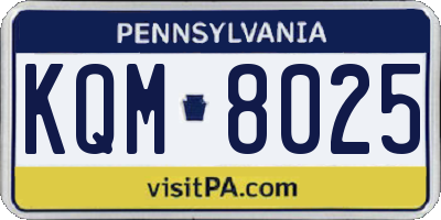 PA license plate KQM8025