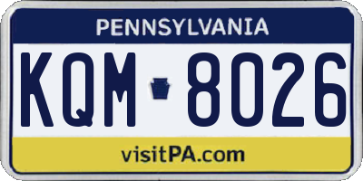 PA license plate KQM8026