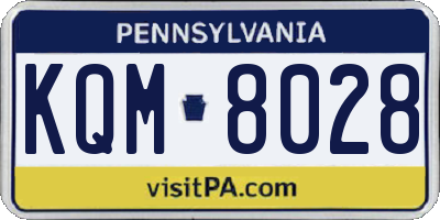 PA license plate KQM8028