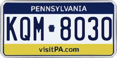 PA license plate KQM8030