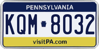 PA license plate KQM8032