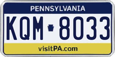 PA license plate KQM8033