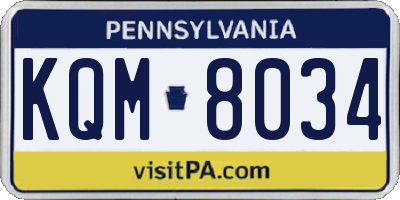 PA license plate KQM8034