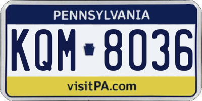 PA license plate KQM8036
